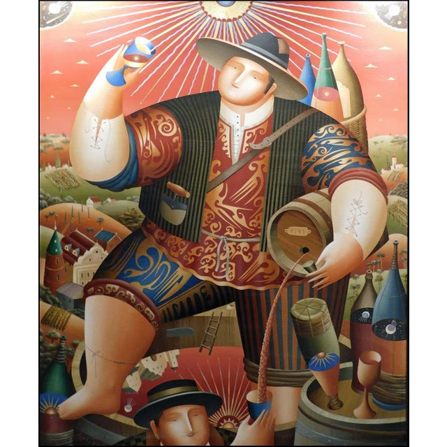 "Color of Wine" (framed) by Anton Arkhipov Original Oil Painting on Canvas Canvas Size : 63" x 48" Framed size : 76" x 60"...