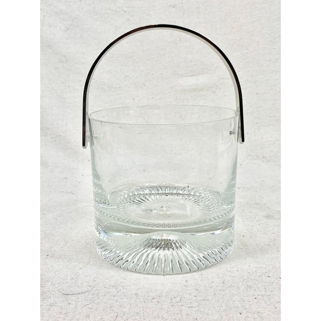 Mid-Century Modern Vintage Glass and Chrome Ice Bucket For Sale - Image 3 of 11