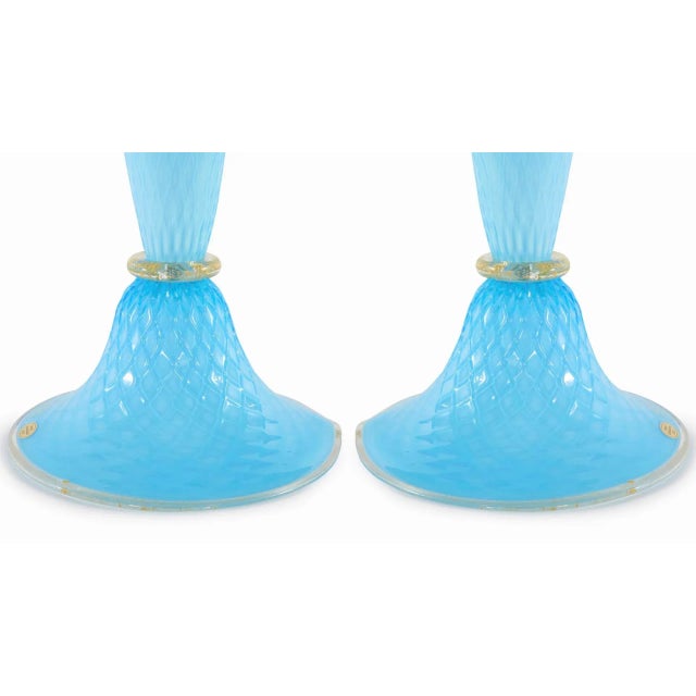 Exquisite pair Venetian glass with gold flecks design details table / task lamps. Each lamp is in great working condition....