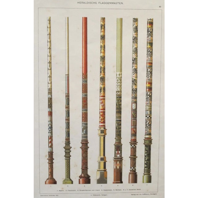 Traditional Colorful Decorator Sheet - Column Designs C. 1900 For Sale - Image 3 of 3