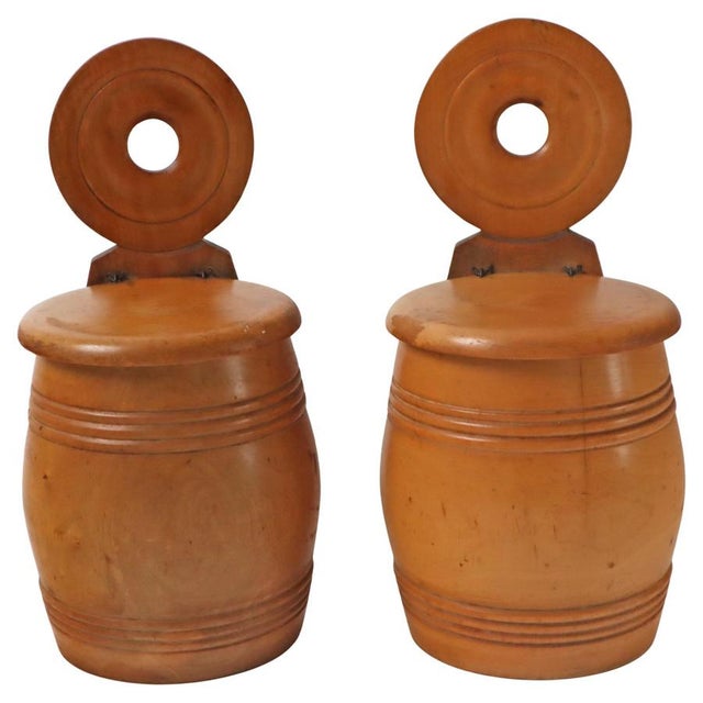Victorian Treenware Hanging Salt Boxes, 19th Century, Set of 2 For Sale - Image 13 of 13