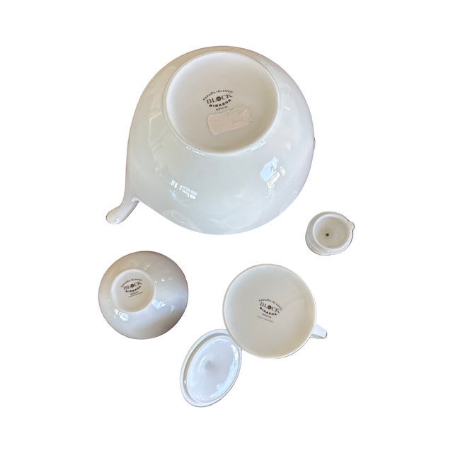 Mid-Century Modern Vintage Block Bidasoa Blanco Spain Porcelain Full Size Coffee Service Set - Set of 3 For Sale - Image 3 of 5