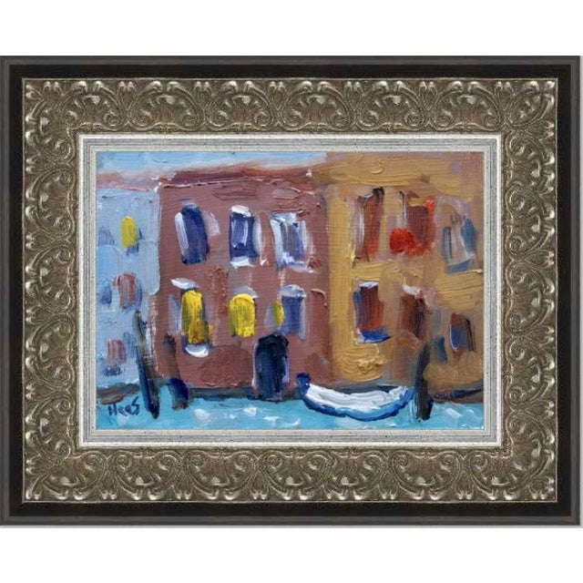 Wood Modern Abstract Landscape Seascape - Venice Oil Painting For Sale - Image 7 of 8