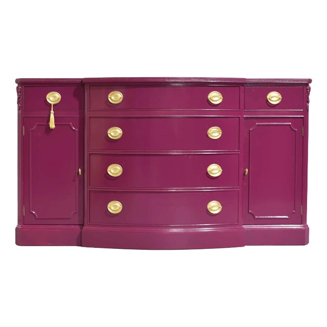 Mid Century Federal Style Curve Front Buffet by White Furniture - Newly Painted For Sale