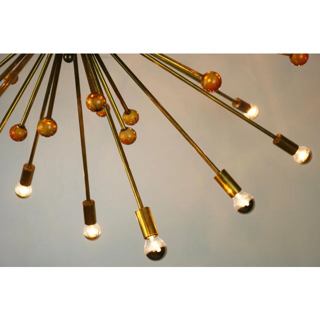 Italian Minimalist Sputnik Chandelier in Black, Gold & Murano Glass in the Style of Stilnovo, 1950s For Sale - Image 11 of 13