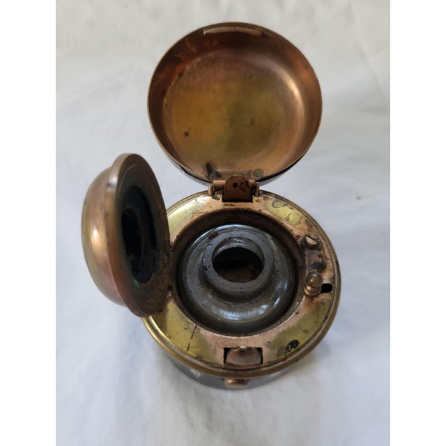 Antique French Napoleon III Aluminium and Brass Travelling Pocket Inkwell For Sale - Image 3 of 7