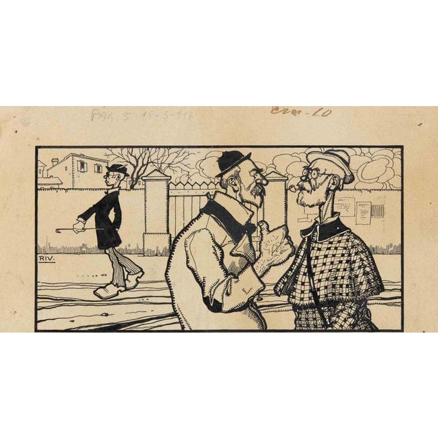 China ink drawing on cardboard realized by RIV (Carlo Rivalta) in the early 20th Century. Very good condition. This piece...