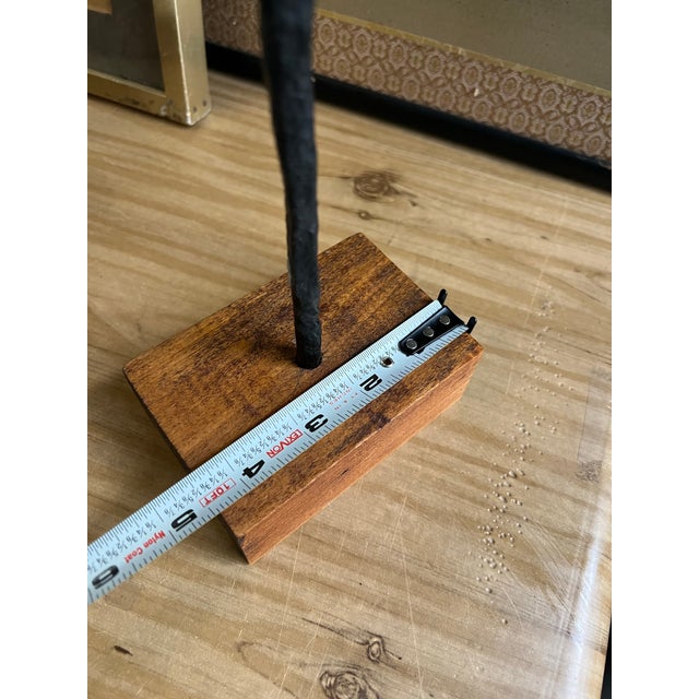 Vintage Black Brutalist Vase on Wooden Base For Sale In Atlanta - Image 6 of 8