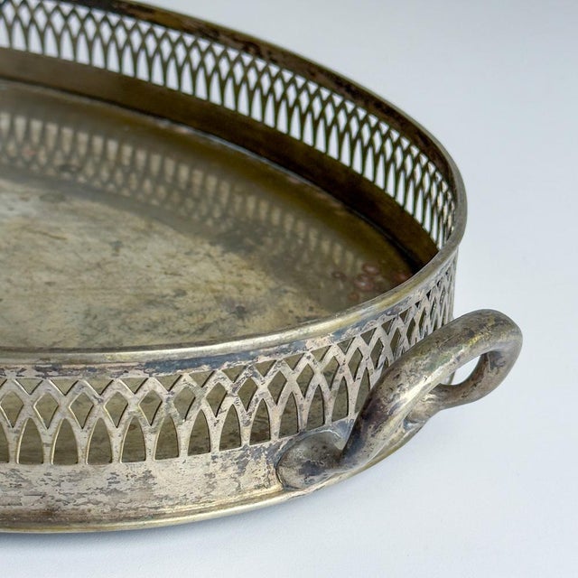 Silver Large Silver Plated Tray by Le Couvert Francais, 1950s For Sale - Image 8 of 12