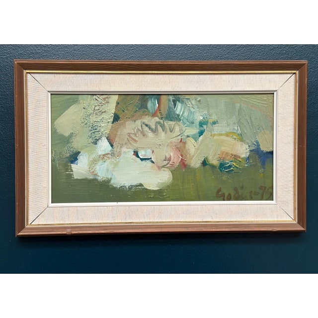 Ragnar Godin, Composition in Green, 1975, Oil on Panel, Framed For Sale - Image 13 of 16