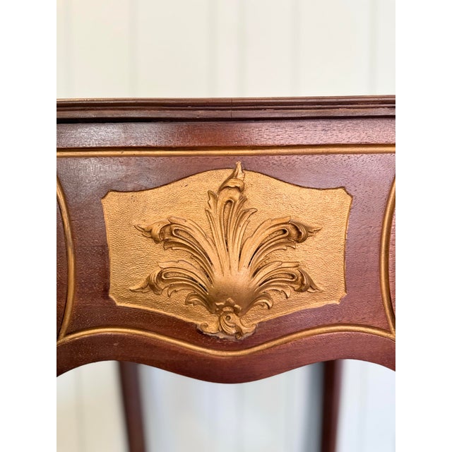 Brown French Provincial-Style Pedestal Table With Gilt Decoration For Sale - Image 8 of 12