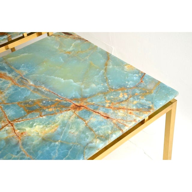 Metal Vintage Italian Brass and Marble Side Tables, 1970s, Set of 2 For Sale - Image 7 of 10