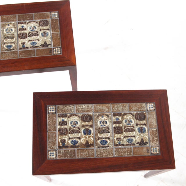 Coffee Tables in Rosewood and Ceramic, 1970s, Set of 3 For Sale - Image 9 of 18