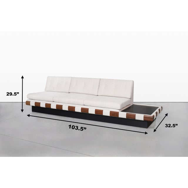 Ivory Vintage Walnut Sectional Sofa by Adrian Pearsall for Craft Associates For Sale - Image 8 of 14