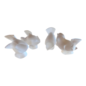 Set of 4 Mid 20th Century Lalique Crystal Bird Figurines From the Hardi Moineau "Sparrow" Seriess