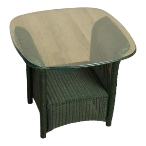 Lloyd Loom Woven Wicker Glass Top Outdoor Side Table