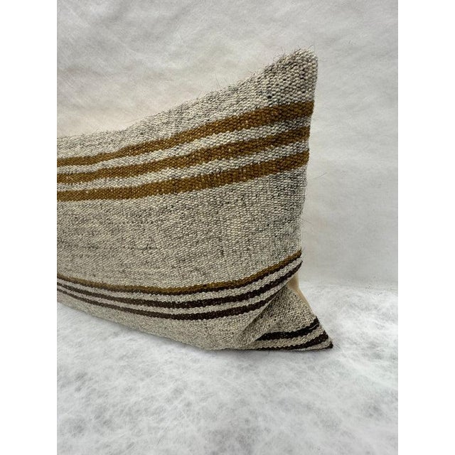 Contemporary Turkish Hemp Pillow Cushion Natural Beige Brown Pillow Cushion Cover 16" x 24" For Sale - Image 3 of 4
