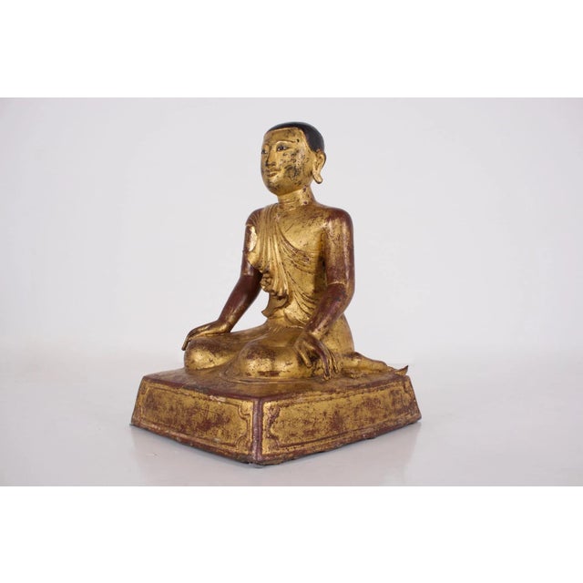 Burmese Artist, Worshipping Monk, 1800s, Gilded Bronze For Sale - Image 15 of 15