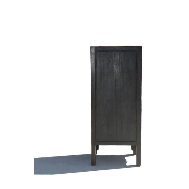 Vintage Chinese Linen Press Cabinet With Glass Door For Sale - Image 11 of 13