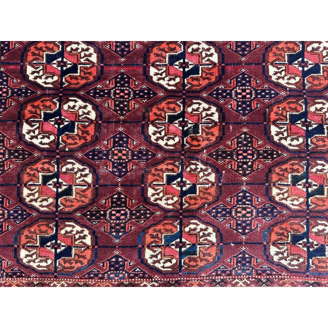 Antique Mori Gul Bokhara Hand-Knotted Wool Rug - 4'6" X 3'8" For Sale - Image 10 of 13