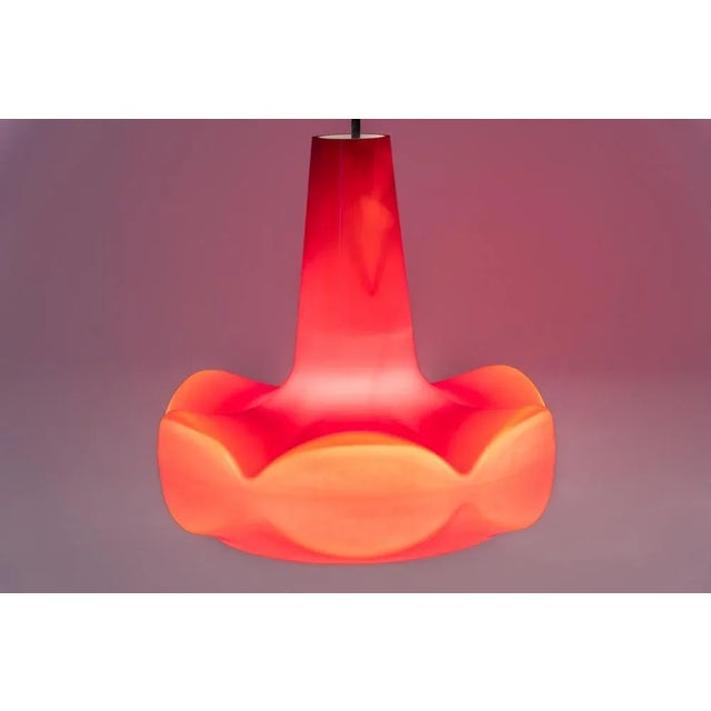 Red Glass Pendant Light attributed to Peill Putzler, Germany, 1970s For Sale - Image 10 of 13