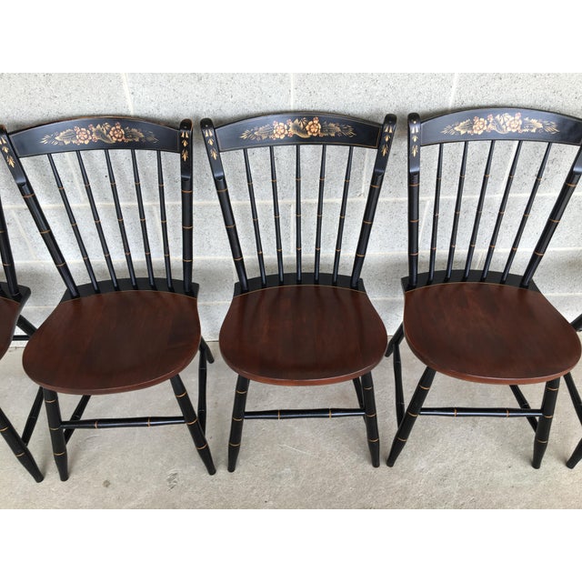 L. Hitchcock Black Harvest Thumb Back Windsor Side Chairs Set of 10