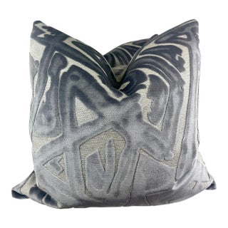 Opuzen "Acdc" in Pewter 22" Pillows-A Pair For Sale