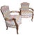 Wood Pair of Mid-Century French Louis XV Style Walnut Bergère Fauteuils With Ikat Upholstery For Sale - Image 7 of 13
