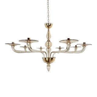 1980s Large Beige Murano Glass Chandelier For Sale