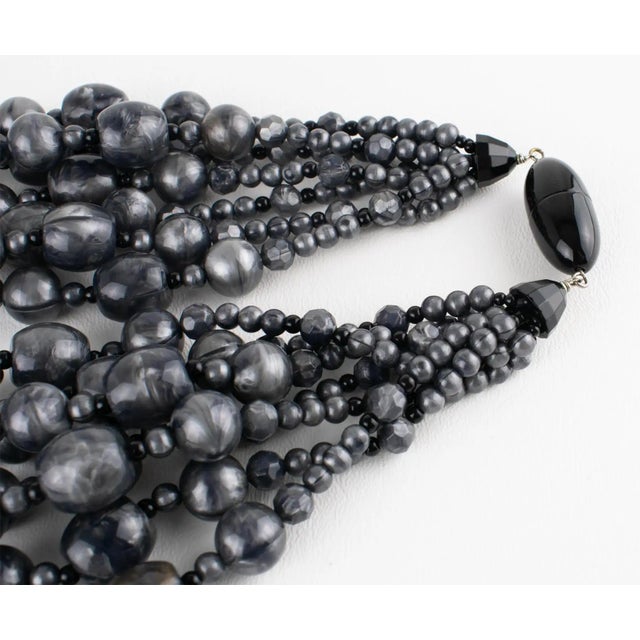 Angela Caputi Stormy Gray Beaded Multi-Strand Resin Necklace For Sale - Image 10 of 11