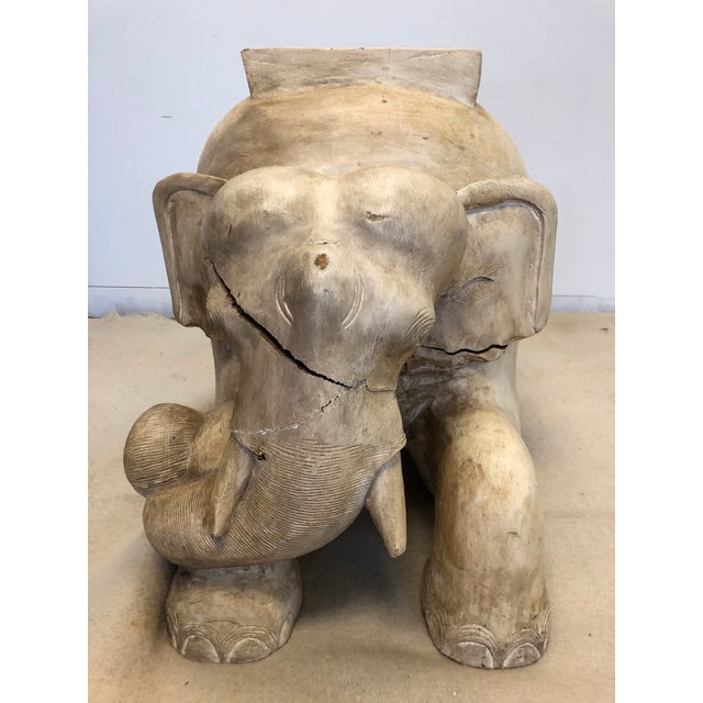 Antique Solid Wood Handcarved Elephant Plant Stand Chairish