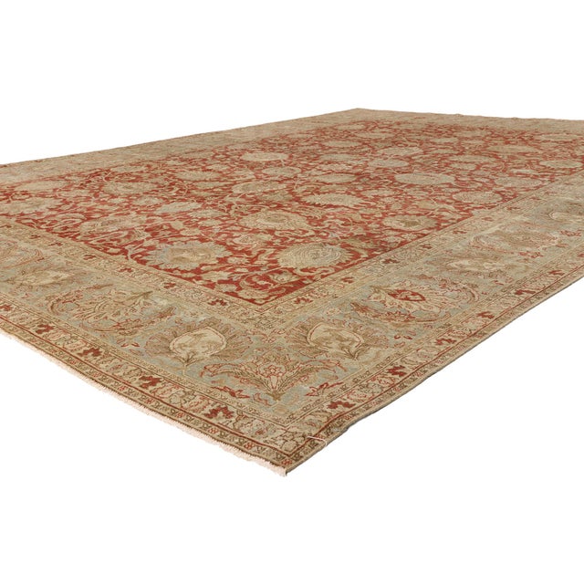 54110 Antique Persian Tabriz Rug, 09'05 x 12'07. The Safavid Splendor: An Antique Persian Tabriz Masterpiece of Refinement...