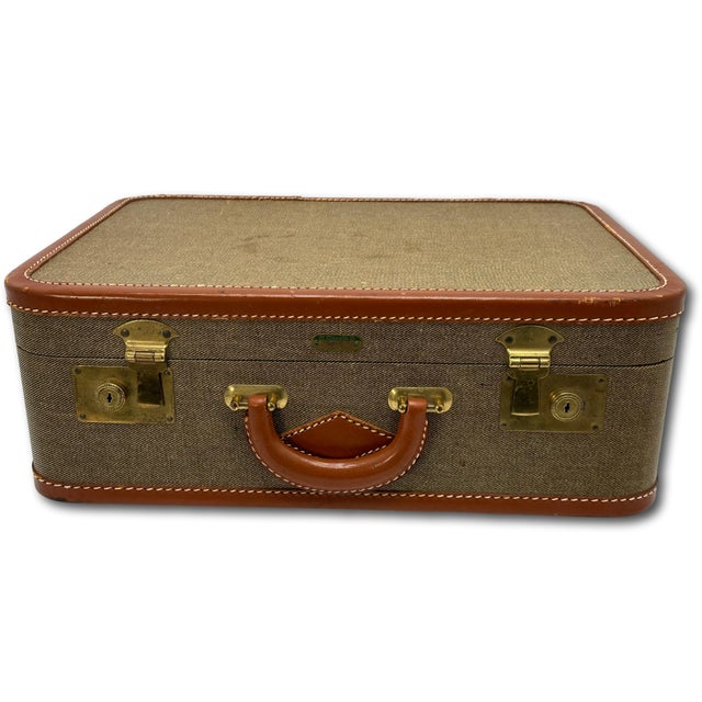 This Really is a Great Looking - Very Unusual Vintage Tweed Suitcase. Small Overnight Size. Circa Approx. 1940s. As the...