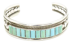 Late 20th Century Vintage Southwestern Turquoise Sterling Silver Cuff Bracelet