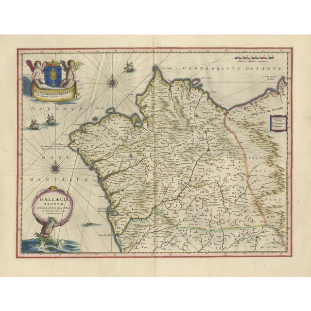 Blaeu Map of Galicia Spain, 1642 For Sale - Image 3 of 10