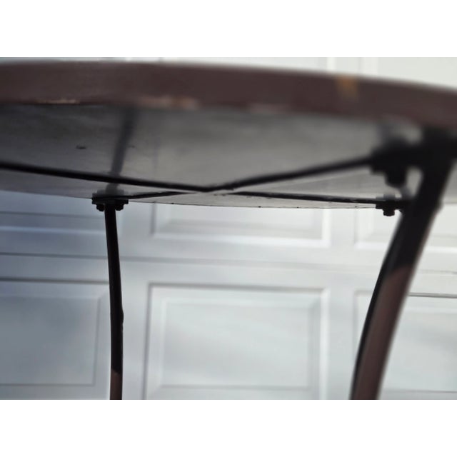 Vintage Wrought Iron Outdoor Patio Bistro Set 3 Piece Bistro Set featuring Salterini Style Fan Back Chairs, and a ceramic...