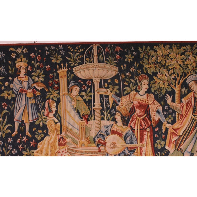 Mille-Feuille and a Village Festival Concert at the Fountain Tapestry, 1930s For Sale - Image 6 of 10