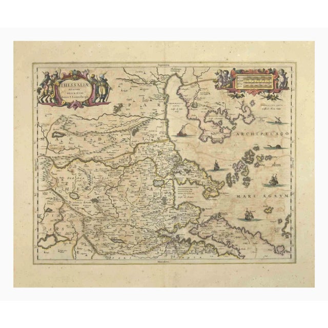Johannes Janssonius, Thessalia Map, Etching, 1650s For Sale - Image 3 of 3