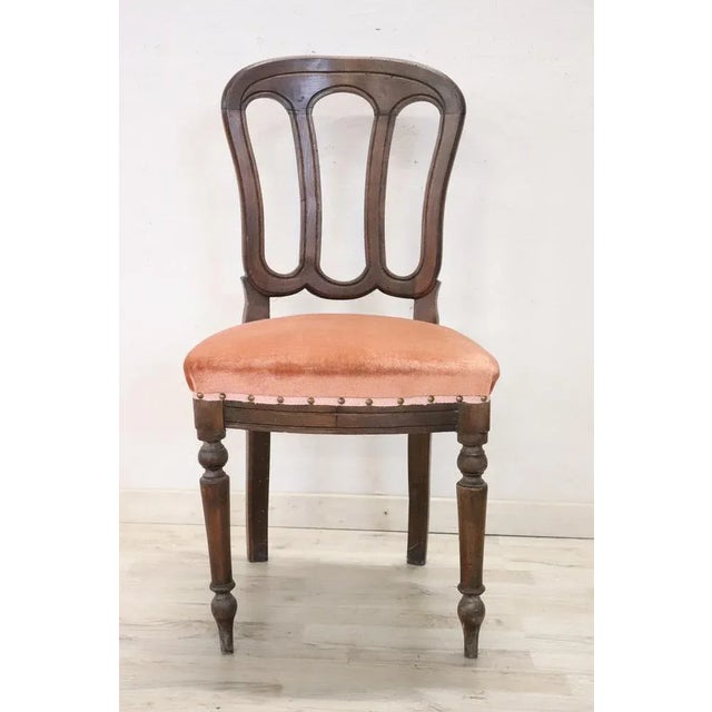 19th Century Chair in Beech Wood with Velvet Seat For Sale - Image 4 of 11