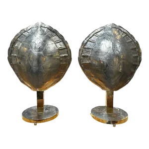 Mid Century Italian Fully Brass Shell Table Lamps 1960s