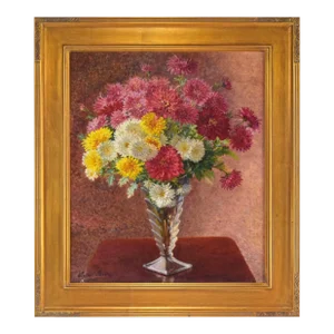 Vintage Impressionist Floral Still Life Painting by French - American Artist Lucien Biva