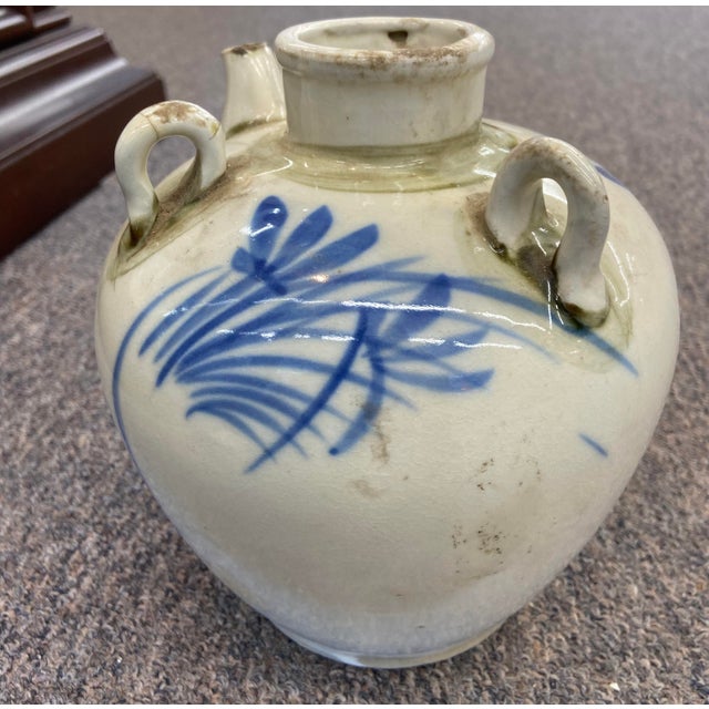 Antique Chinese Wine Jug Vessel With Blue Underglaze Chairish