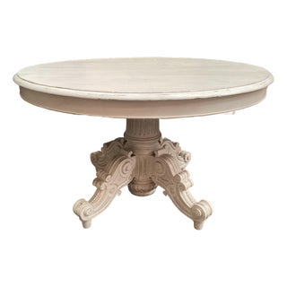 French Antique Painted Guéridon Table W/ Pedestal Base For Sale