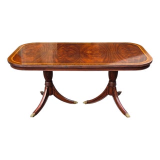 Jonathan Charles Regency Crotch Mahogany Non-Extendable Dining Table For Sale