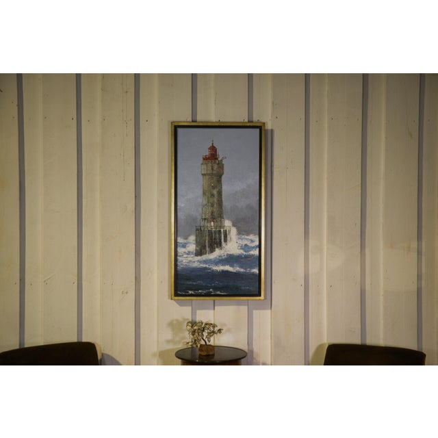 Julian Taylor, The Lighthouse of La Jument, 1990s, Canvas & Paint, Framed For Sale - Image 3 of 8