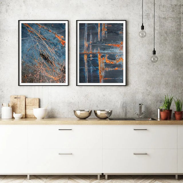 Contemporary Industrial Art Prints, Pair of Abstract Fine Art Photography Prints, Set of Two 24 X 36" Rust Artworks For Sale In Boston - Image 6 of 9