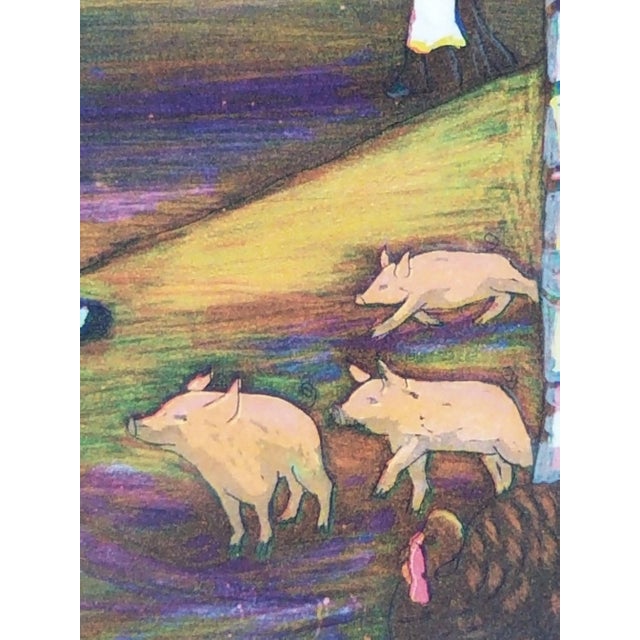 Early 21st Century Giclée Print Etching " Escape of the Three Pigs" Esther Baren Signed 5/50 For Sale - Image 5 of 13