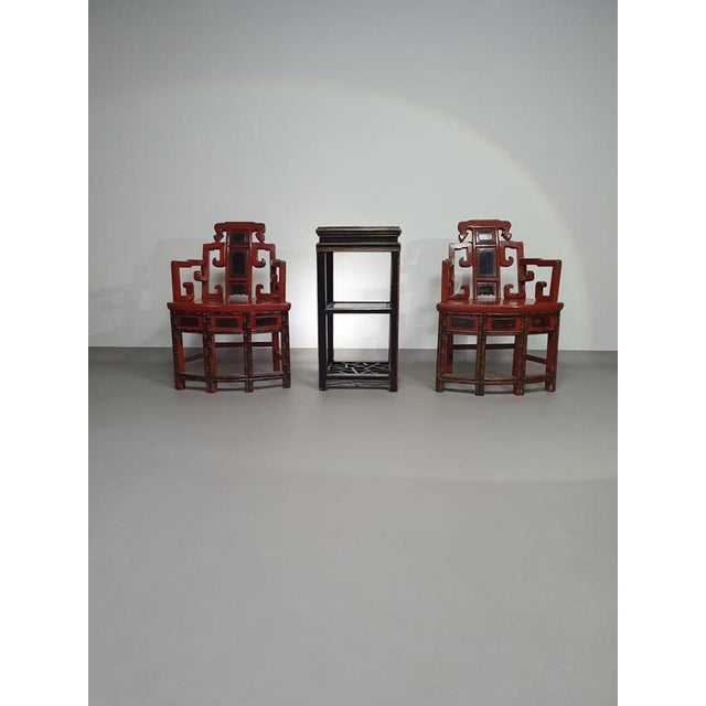 French Chinoiserie Altar Chairs and Side Table, Set of 3 For Sale - Image 5 of 18