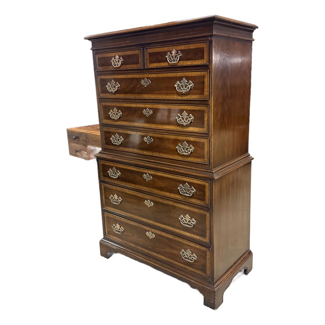 Drexel Heritage 18th Century Collection Highboy Chest of Drawers, Vintage For Sale