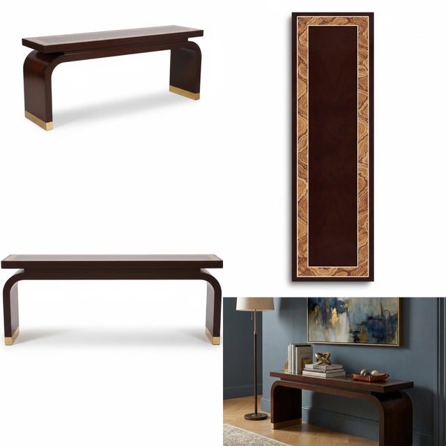 Brown Asian Modern Ming Style Lacquer and Brass Console Table by Baker Furniture For Sale - Image 8 of 8